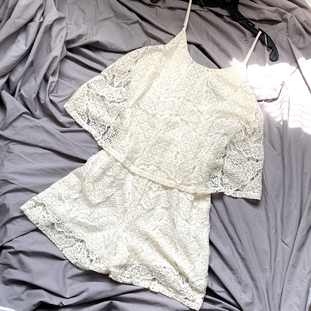 Cream lace romper